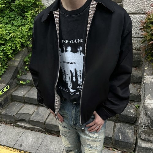 一件顶两件穿的千鸟格外套夹克春