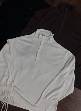 RTIMFD 优雅高领下摆抽绳收褶针织衫毛衣 cleanfit上衣慵懒风上衣