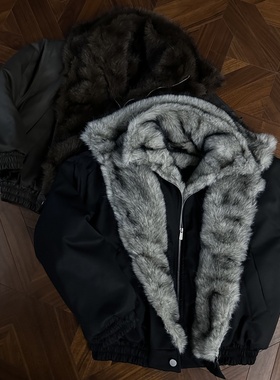 RTIMFD假两件双开加绒加厚座山雕cleanfit重磅多穿法保暖棉服美式