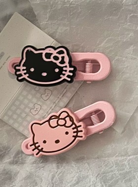 甜酷风黑色猫咪波浪发夹日系甜美高颜值风侧边鸭嘴夹发饰刘海夹子