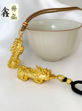 金店同款古法沙金貔貅吊坠来财女久不掉色铜钱貔貅挂坠首饰批发