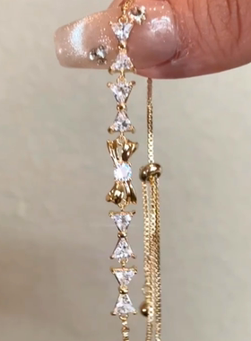 Gulaya bracelet 古啦雅 满钻蝴蝶结抽拉手链时尚简约高级感手饰