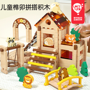 榫卯木制结构拼搭组合创意进阶男女孩子3岁6趣味积木玩具生日礼物