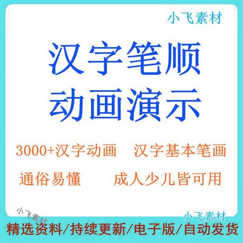 常用汉字笔顺通用规范PPT田字格笔画书写规则动画演示视频教程