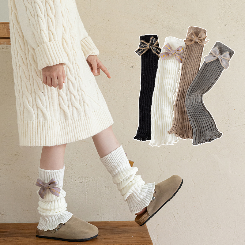 秋冬儿童公主蝴蝶结堆堆袜套