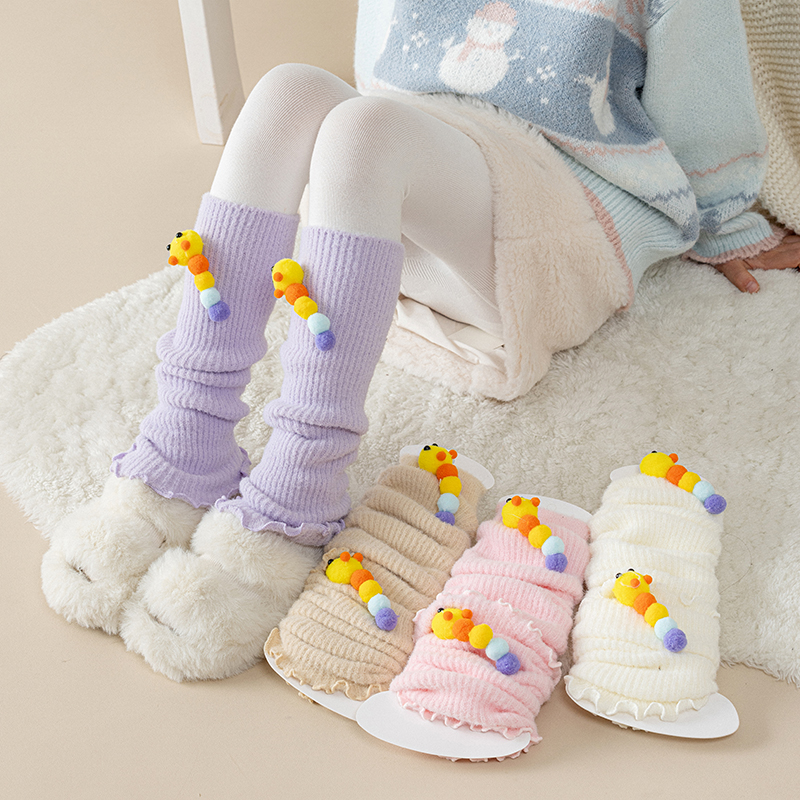 秋冬加绒袜套女童堆堆小腿套
