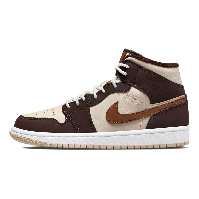 Jordan Air Jordan 1 Mid SE Cream Dark Chocolate 耐磨防滑,运动鞋new,跑步鞋,淘宝优惠券,粉丝福利购,淘宝优惠卷