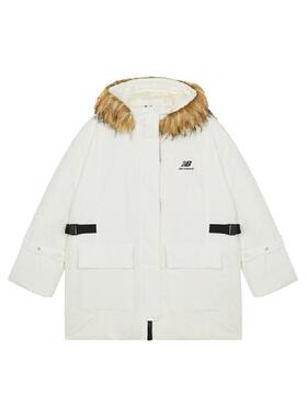 New Balance 保暖防寒毛领连帽羽绒服外套 女款 白色  送女友