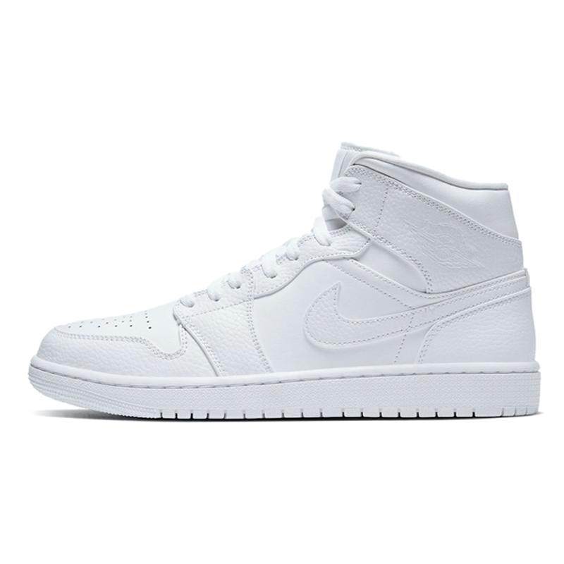 Jordan Air Jordan 1 mid "triple white" 减震 中帮 复古篮,运动鞋new,跑步鞋,淘宝优惠券,粉丝福利购,淘宝优惠卷