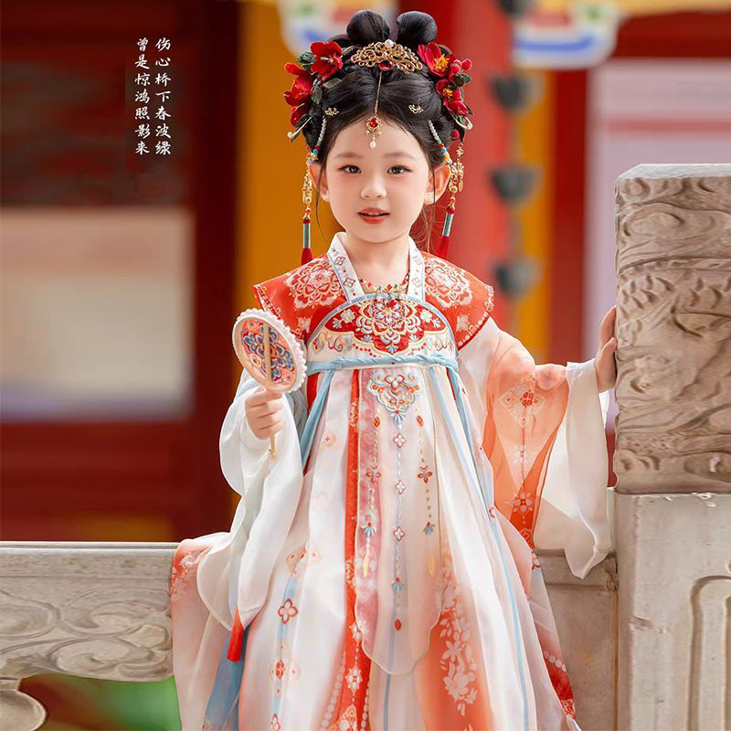 惊鸿舞女童汉服重工长袖襦裙新款图片