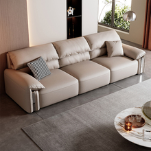 意式轻奢真皮沙发乳胶坐垫沙发现代简约客厅直排复古风真皮沙发