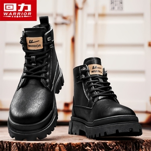 运动厚底黑色工装 休闲皮鞋 靴 高帮英伦风复古男士 回力马丁靴男冬季