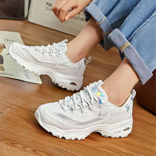 斯凯奇透气女老爹鞋小白鞋