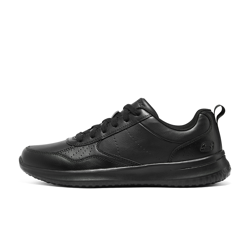 Skechers斯凯奇官方男鞋春夏季款商务休闲鞋运动板鞋黑皮鞋2