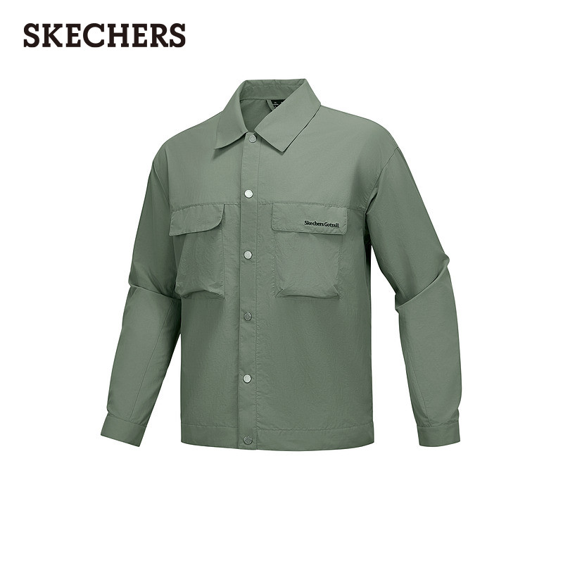 Skechers斯凯奇2025新款春男女同款梭织外套宽松工装休闲运动衬衫