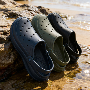 Skechers斯凯奇泡泡鞋夏季款男鞋外穿拖鞋洞洞鞋厚底防滑户外凉鞋