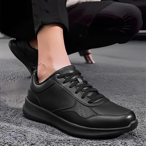 斯凯奇Skechers男士秋休闲绑带商务鞋皮鞋低帮耐磨运动板鞋工作鞋