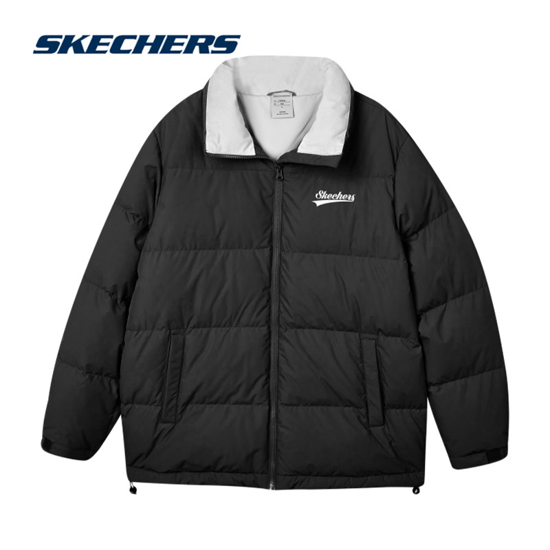 Skechers斯凯奇秋冬季款羽绒服男女装情侣保暖鸭绒面包服防寒外套