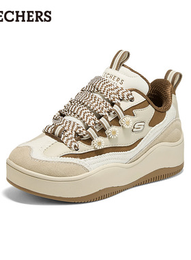 斯凯奇D'LITES XL女士休闲板鞋全新款透气记忆鞋垫低帮绑带