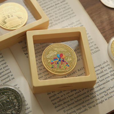 盐岛时光彩色蛋糕生日快乐纪念币