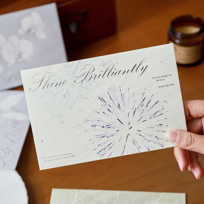 盐岛时光 万物静默如谜烫银信封 复古文艺插画信纸礼物留言卡片