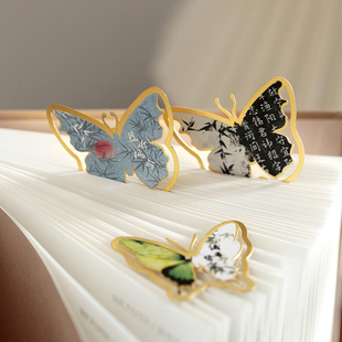 盐岛时光 庄周梦蝶金属书签 高档古典精致高级感阅读书页夹礼物