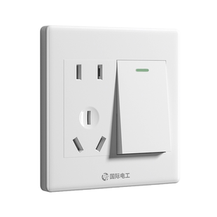 86型暗装一开多控五孔插座1开带5孔中途三控开关白色三联电源面板