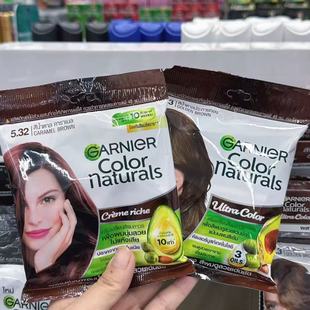 泰国正品 卡尼尔Garnier遮白发植物染发膏精华多色黑色咖色 代购