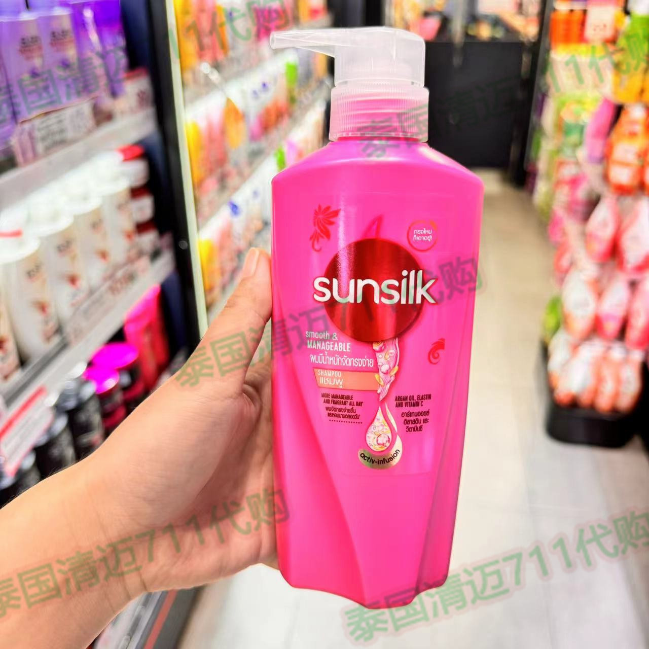 泰国711代购泰版SUNSILK夏士莲洗发水修复受损去屑控油强韧滋养