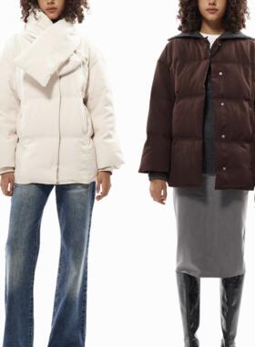 A DoOr 90鹅绒羽绒服【赠同款围巾】2025冬季新款宽松保暖短外套