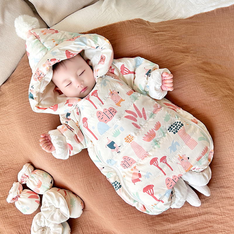 連帽設計加厚夾羽絨萌趣可愛