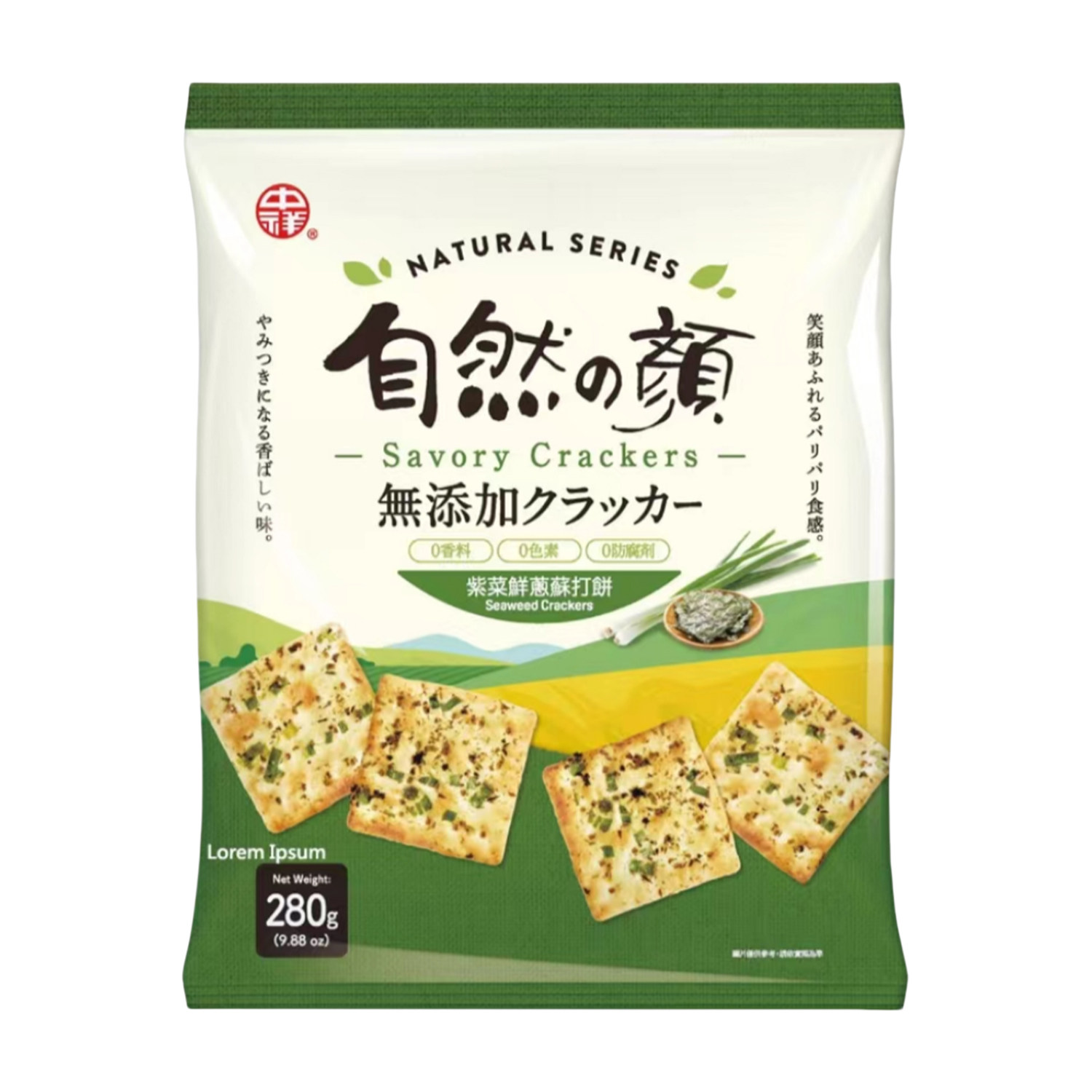 台湾中祥自然的颜紫菜鲜葱苏打饼干香葱口味蔬菜饼休闲
