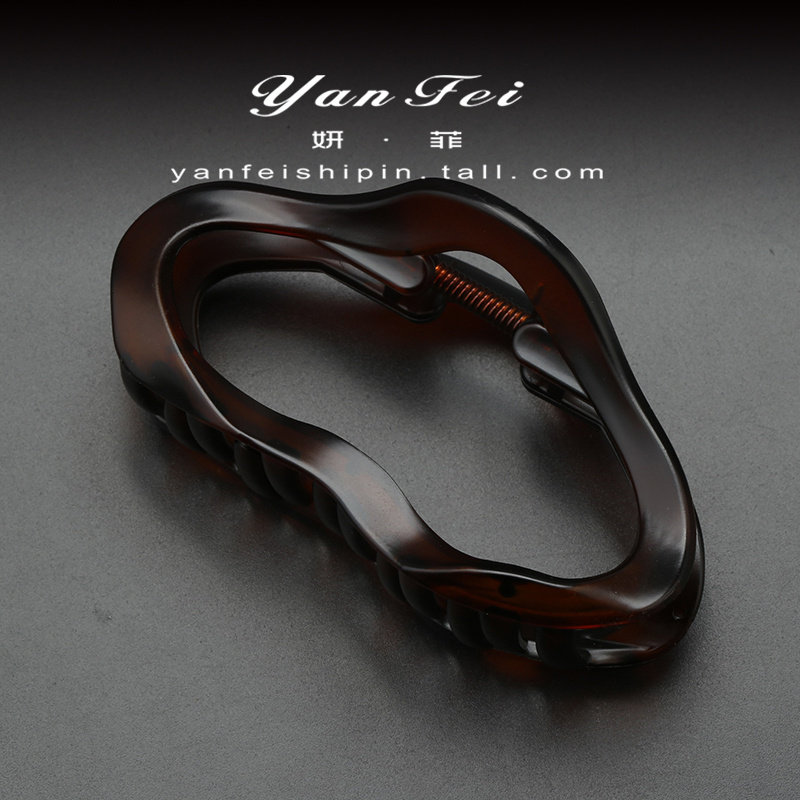 妍菲焦糖色鲨鱼夹女高级感发夹头发量多大号发抓后脑勺夹子抓夹