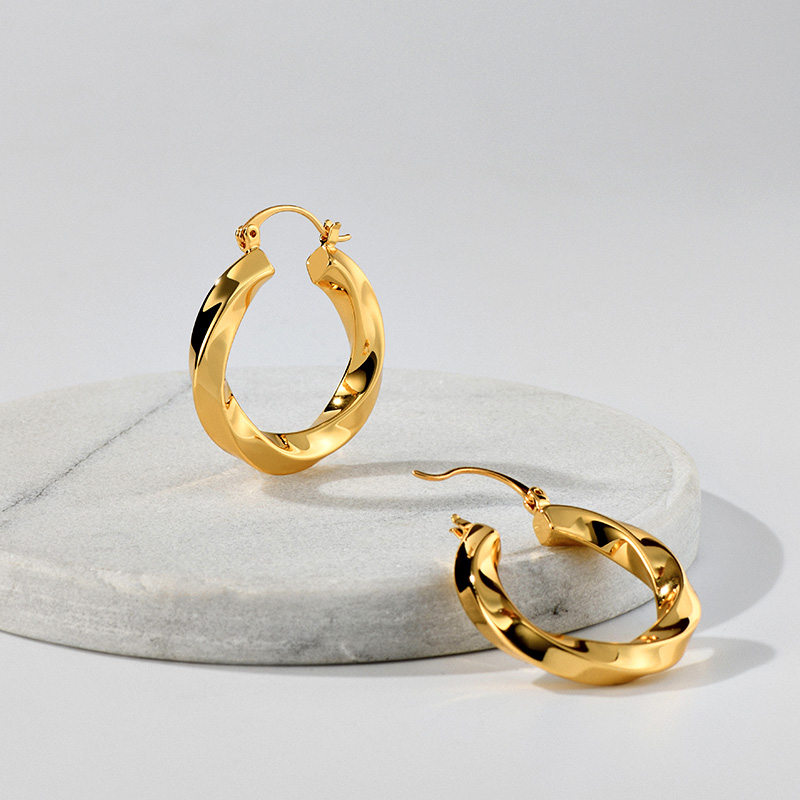 欧美小众设计感几何扭曲线条耳扣