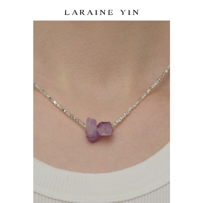 LARAINE YIN小众设计碎银子水晶石吊坠项链轻奢百搭锁骨链