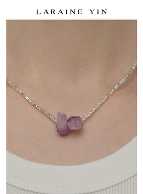 LARAINE YIN小众设计碎银子水晶石吊坠项链轻奢百搭锁骨链