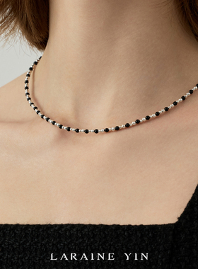 LARAINE YIN高级感小众轻奢黑色串珠项链s925银小圆珠甜酷手链