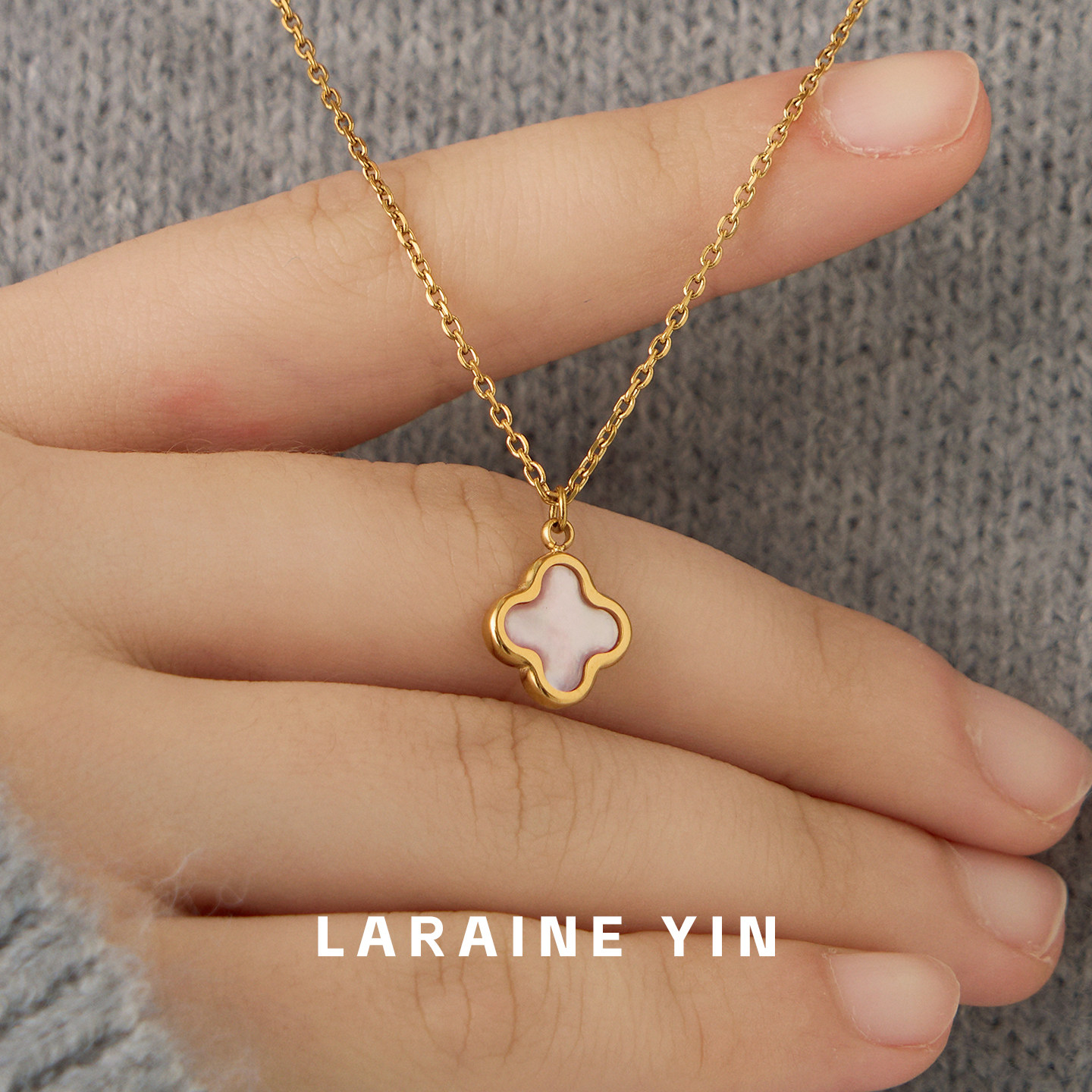 【买3免1】轻奢小众粉贝滴胶四叶草项链女金色锁骨链气质简约吊坠,饰品/流行首饰/时尚饰品新,项链,淘宝优惠券,粉丝福利购,淘宝优惠卷