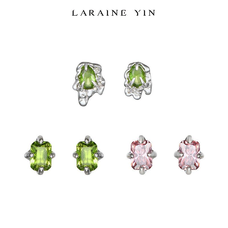 laraineyin通体银女彩色糖果耳钉