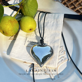 长款 Fever同款 小众光面大爱心项链时尚 毛衣链不易褪色春夏项链