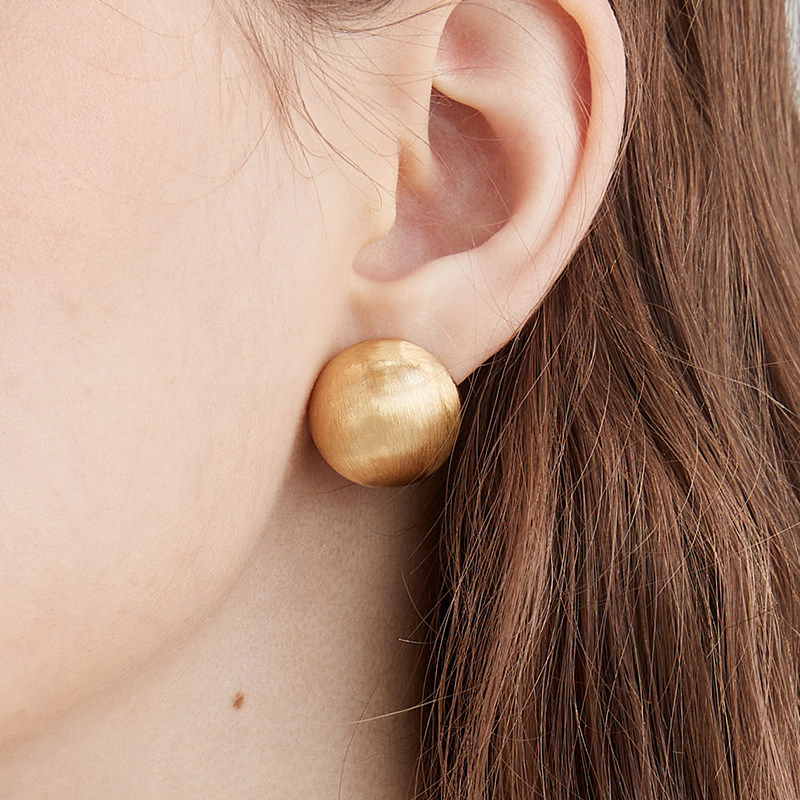 法式复古拉丝磨砂圆球耳钉女小众设计高级感气质百搭耳环s925银针,饰品/流行首饰/时尚饰品新,耳环,淘宝优惠券,粉丝福利购,淘宝优惠卷