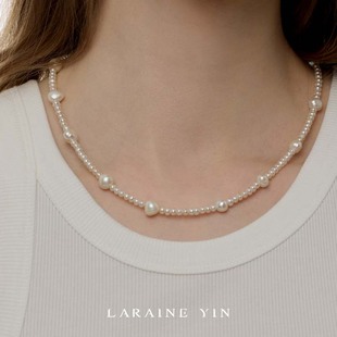 ins高品质原创设计小众s925天然淡水珍珠串珠项链纯银饰锁骨链