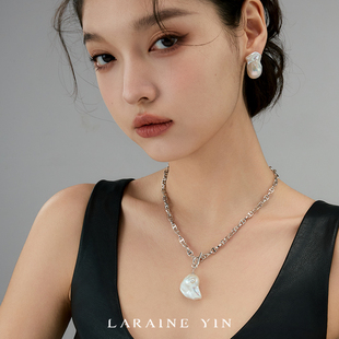 LARAINE YIN巴洛克淡水珍珠纯银项链ins冷淡风猪鼻链轻奢小众颈链