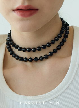 LARAINE YIN小众黑玛瑙项链通体925纯银锁骨链fever暗黑高级感