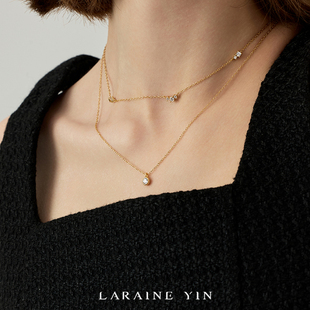LARAINE YIN小众简约闪钻s925通体银项链叠戴百搭锁骨链银饰