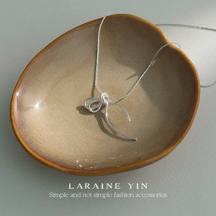 LARAINE YIN简约蝴蝶结纯银项链百搭气质锁骨链甜酷冷淡风脖颈链