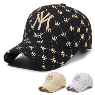 NYJA新款满印字母帽子女韩版百搭时尚刺绣硬顶棒球帽户外男鸭舌帽