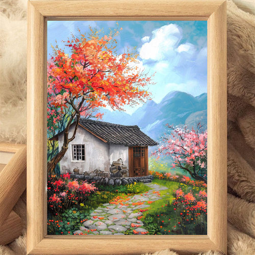 治愈系乡村田园风景画简约相框