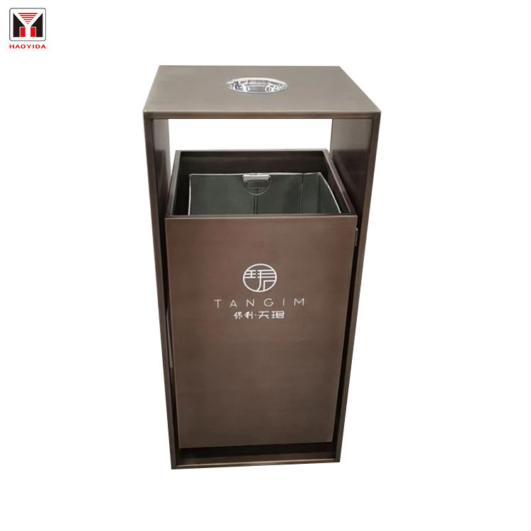 户外垃圾桶不锈钢 室外铁艺环卫古铜色垃圾箱景区 长方形果皮箱