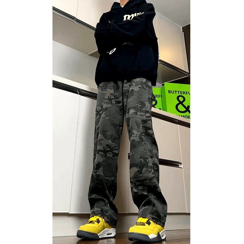春秋滑雪美式高街春季伐木复古裤子裤男款裤直筒迷彩裤工装裤潮牌
